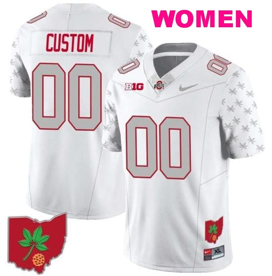 Women's Nike Custom Ohio State Jersey Name and Number Football Stitched Ohio Map Style 1 White Special