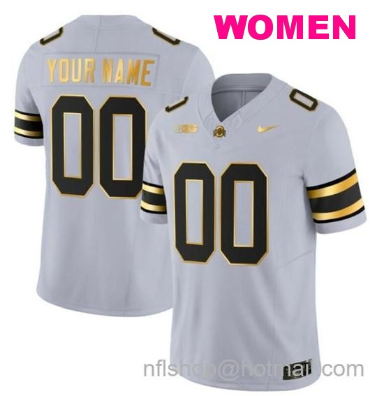 Women's Nike Custom Ohio State Buckeyes Jersey Name and Number College Football Stitched Gray Gold