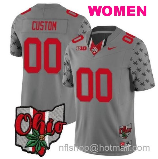 Women's Nike Custom Ohio State Buckeyes Jersey Name and Number College Football 2023 Stitched Alternate Gray