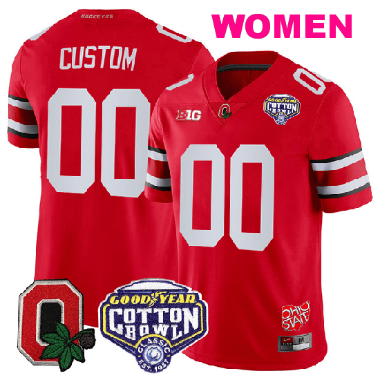 Women's Nike Custom Ohio State Buckeyes Jersey Name and Number Good Year Cotton Bowl Patch Football Scarlet