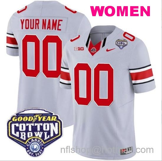 Women's Nike Custom Ohio State Buckeyes Jersey Name and Number Cotton Bowl Patch Vapor Football Gray