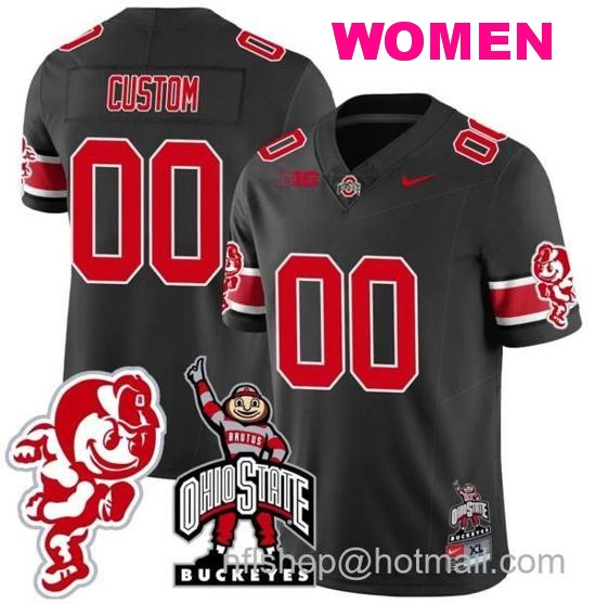 Women's Nike Custom Ohio State Buckeyes Jersey Name and Number Football Stitched Brutus Buckeye Patch Style 2 Black