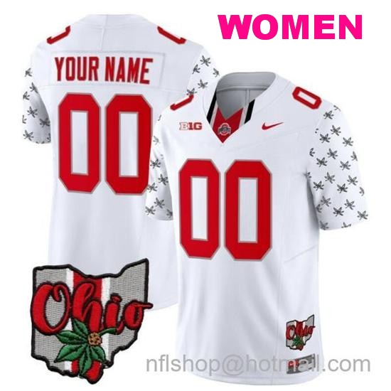 Women's Nike Custom Ohio State Buckeyes Jersey Name and Number College Football 2023 Stitched Alternate White Limited