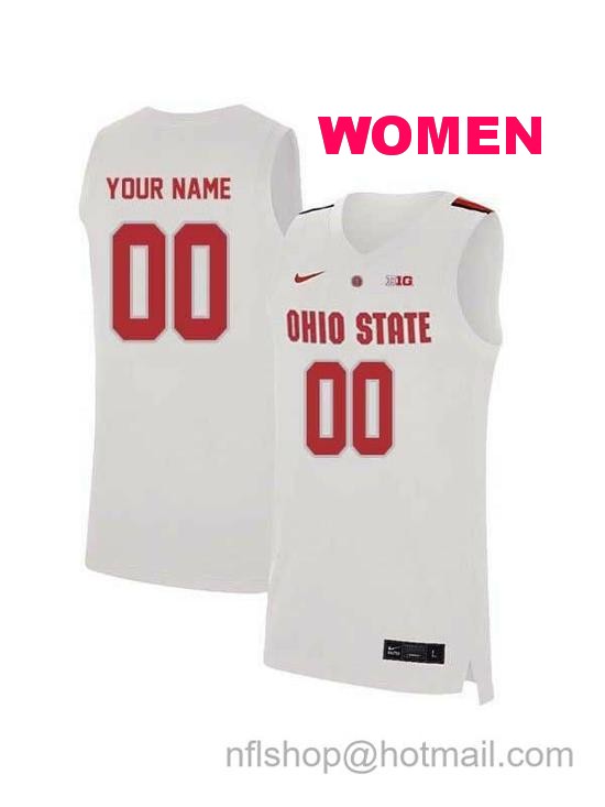 Women's Nike Custom Ohio State Buckeyes Jersey College Basketball Name and Number Elite White