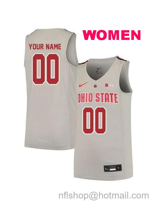 Women's Nike Custom Ohio State Buckeyes Jersey College Basketball Name and Number Elite Gray