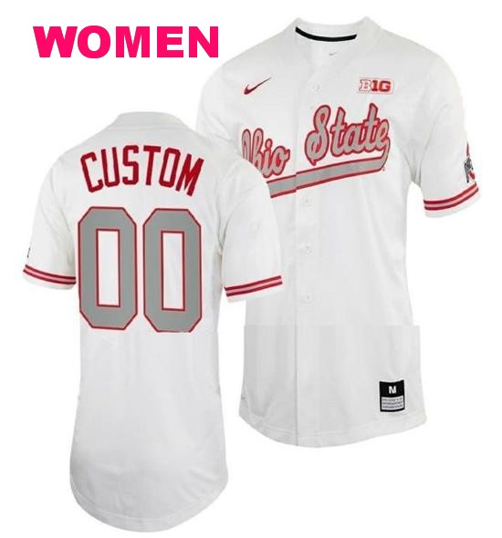 Women's Nike Custom Ohio State Buckeyes Jersey Name and Number NCAA Baseball College White