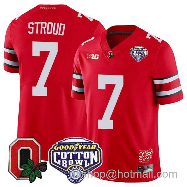 Nike Men's CJ Stroud Jersey #7 Ohio State Buckeyes Good Year Cotton Bowl Patch Football Scarlet