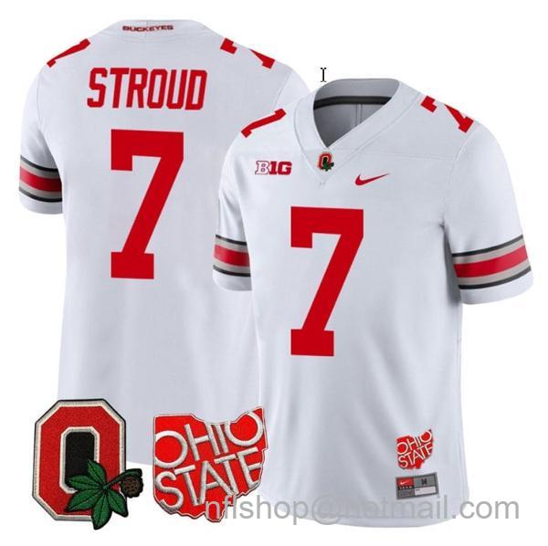 Nike Men's CJ Stroud Jersey #7 Ohio State Buckeyes College Football Stitched Logo Patch White