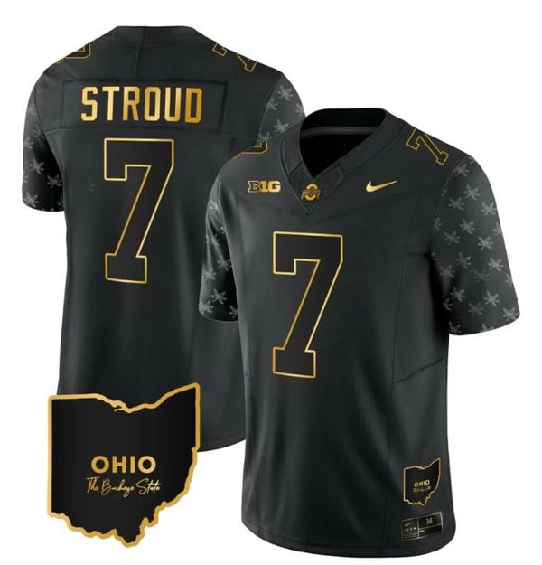 Nike Men's Ohio State Buckeyes CJ Stroud Jersey #7 College Football Stitched Alternate Black Gold