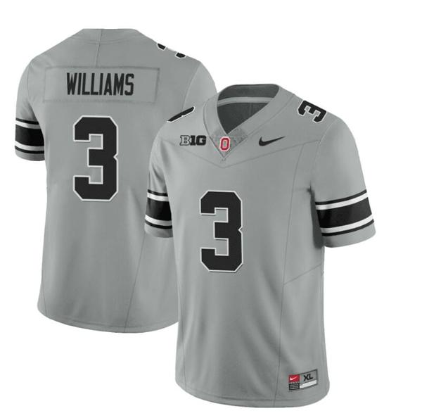 Nike Men's Ohio State Buckeyes Miyan Williams Jersey #3 College Football Stitched Black Gray