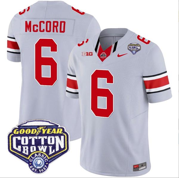 Nike Men's Kyle Mccord Jersey #6 Ohio State Buckeyes Cotton Bowl Patch Vapor Football Gray