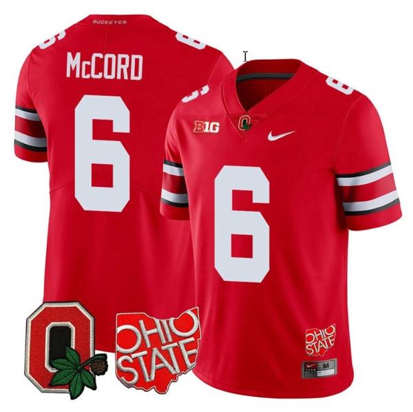 Nike Men's Kyle Mccord Jersey #6 Ohio State Buckeyes College Football Stitched Logo Patch Scarlet