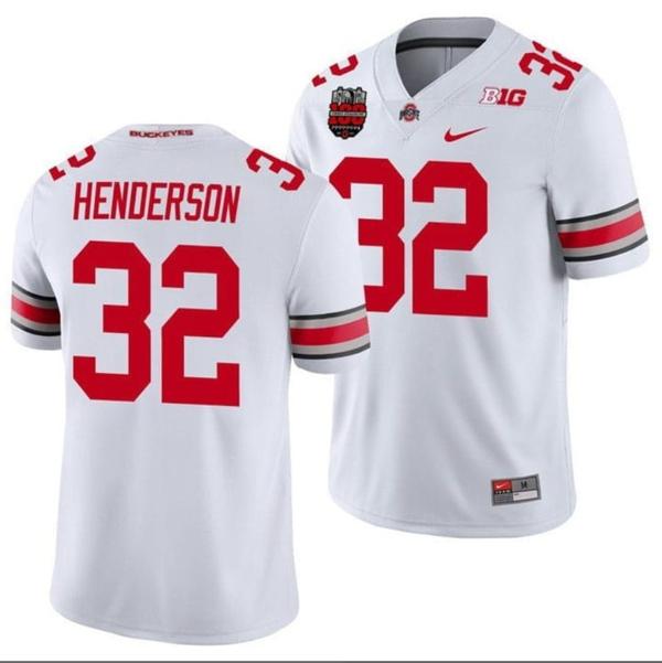 Nike Men's TreVeyon Henderson Jersey #32 Ohio State Buckeyes Ohio Stadium Patch College Football White