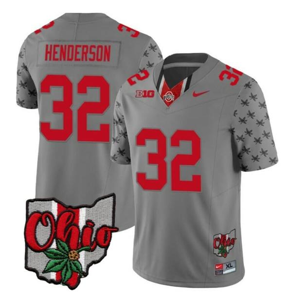 Nike Men's Ohio State Buckeyes Treveyon Henderson Jersey #32 College Football Stitched Alternate 2023 Gray