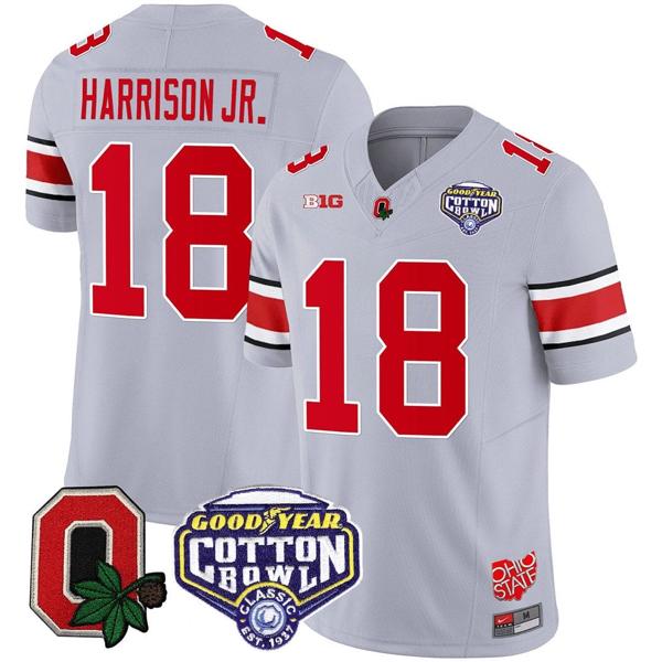 Nike Men's Marvin Harrison Jr Jersey #18 Ohio State Buckeyes Good Year Cotton Bowl Patch Football Gray