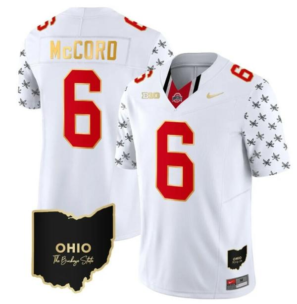 Nike Men's Ohio State Buckeyes Kyle Mccord Jersey #6 College Football Stitched Alternate White Gold Trim