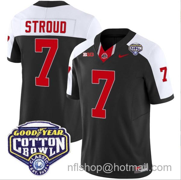 Nike Men's CJ Stroud Jersey #7 Ohio State Buckeyes Cotton Bowl Patch Vapor Football Black Alternate