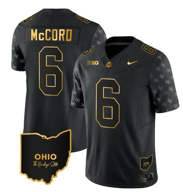 Nike Men's Ohio State Buckeyes Kyle Mccord Jersey #6 College Football Stitched Alternate Black Gold