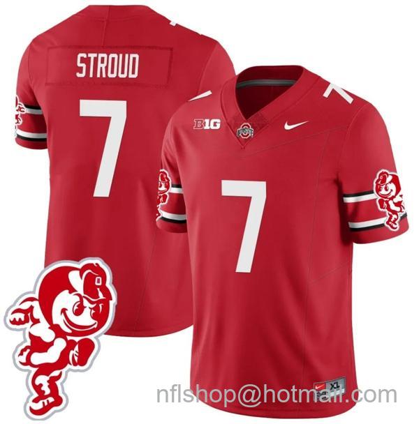 Nike Men's CJ Stroud Jersey #7 Ohio State Buckeyes Football 2023 Stitched Brutus Buckeye Patch Scarlet