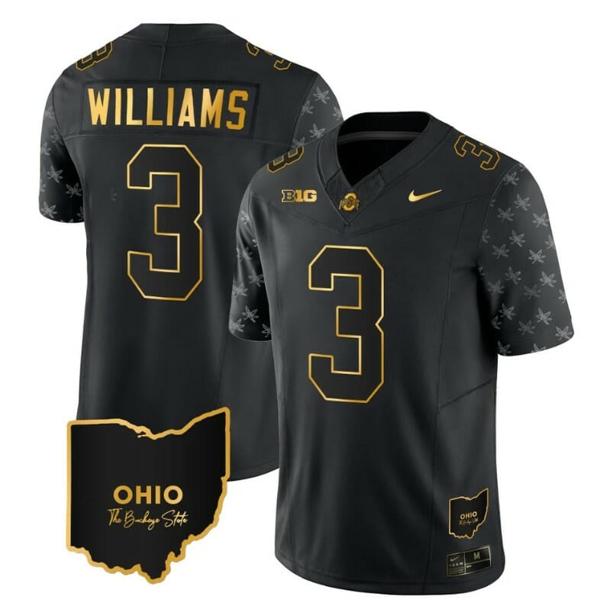 Nike Men's Ohio State Buckeyes Miyan Williams Jersey #3 College Football Stitched Alternate Black Gold