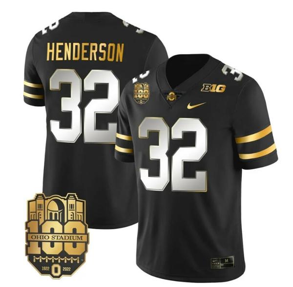 Nike Men's Ohio State Buckeyes TreVeyon Henderson Jersey #32 College Football Stitched Black Limited