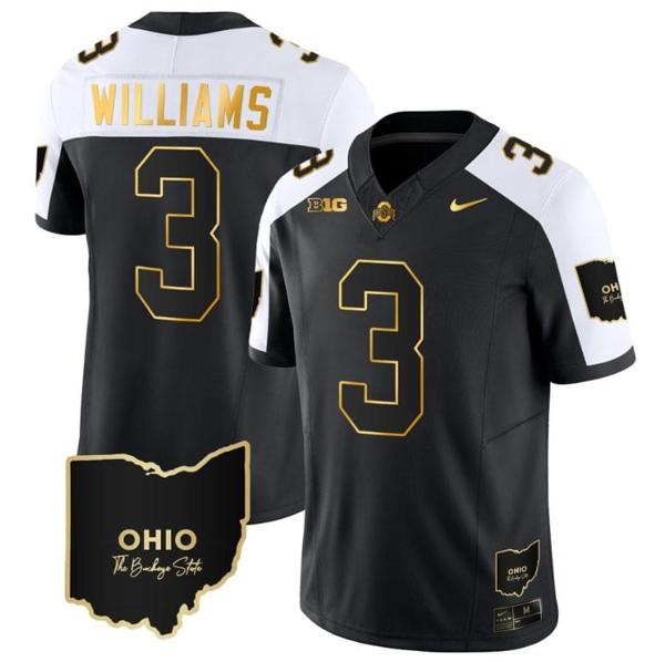 Nike Men's Miyan Williams Jersey #3 Ohio State Buckeyes College Football Stitched Vapor Limited Gold Ohio Patch Alternate