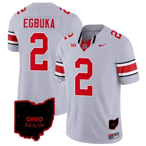 Nike Men's Emeka Egbuka Jersey #2 Ohio State Buckeyes College Football Stitched Vapor Limited Ohio Patch Gray