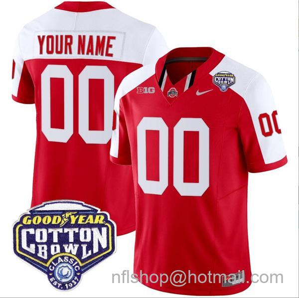 Nike Men's Custom Ohio State Buckeyes Jersey Name and Number Cotton Bowl Patch Vapor Football Red Alternate