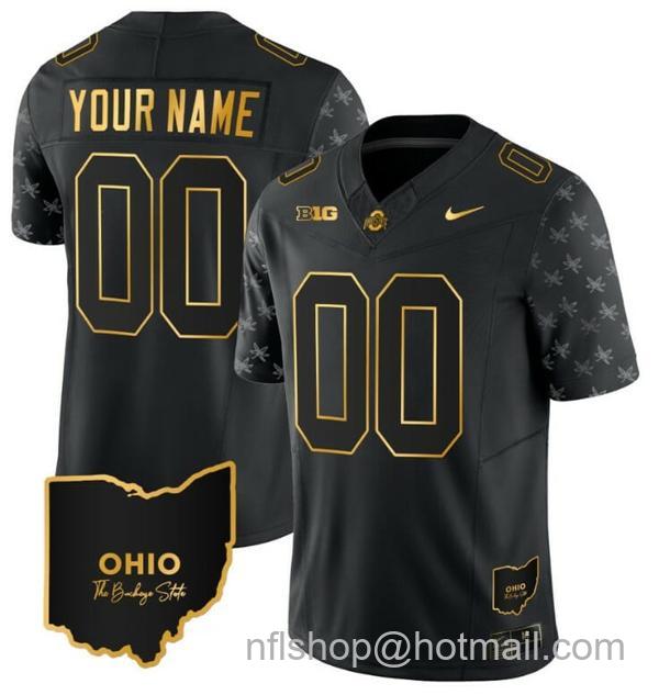 Nike Men's Custom Ohio State Buckeyes Jersey Name and Number College Football Stitched Alternate Black Gold