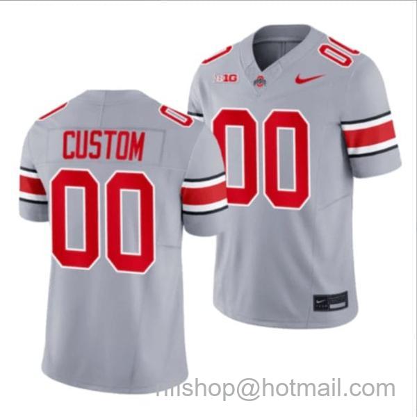 Nike Men's Custom Ohio State Buckeyes Jersey Name and Number College Football Stitched Gray