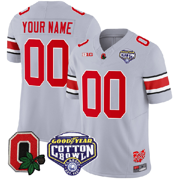 Nike Men's Custom Ohio State Buckeyes Jersey Name and Number Good Year Cotton Bowl Patch Football Gray