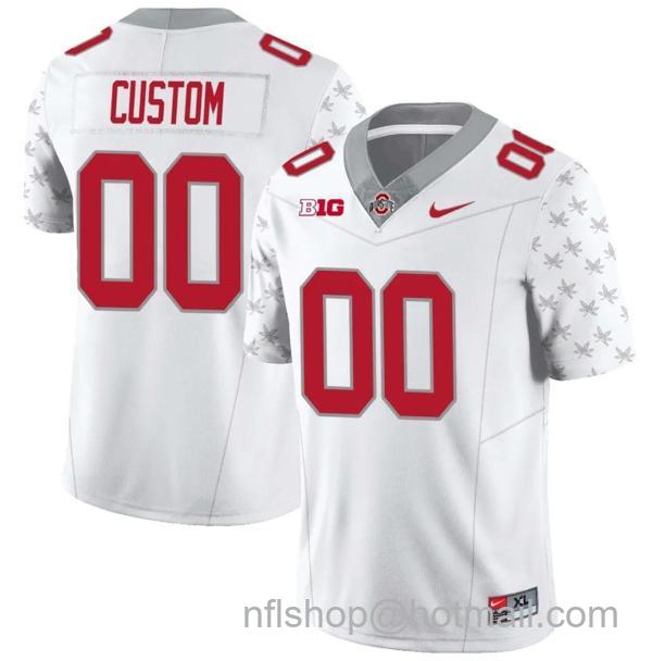 Nike Men's Custom Ohio State Buckeyes Jersey Name and Number Football Stitched Style 2 White Special