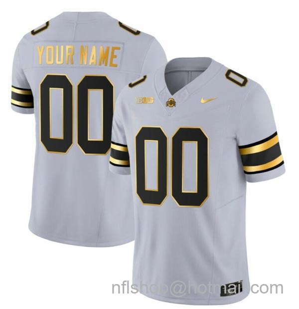 Nike Men's Custom Ohio State Buckeyes Jersey Name and Number College Football Stitched Gray Gold