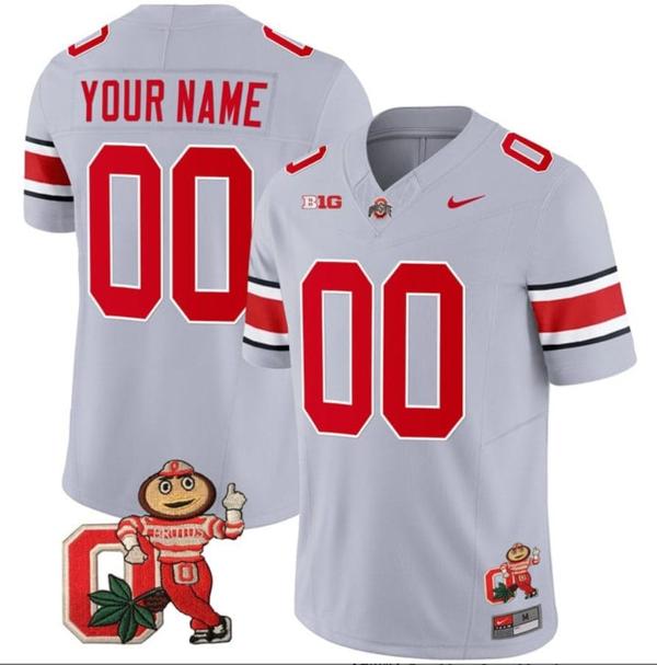 Nike Men's Custom Ohio State Buckeyes Jersey Name and Number Mascot Patch College Football Gray