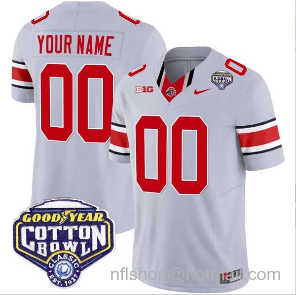 Nike Men's Custom Ohio State Buckeyes Jersey Name and Number Cotton Bowl Patch Vapor Football Gray