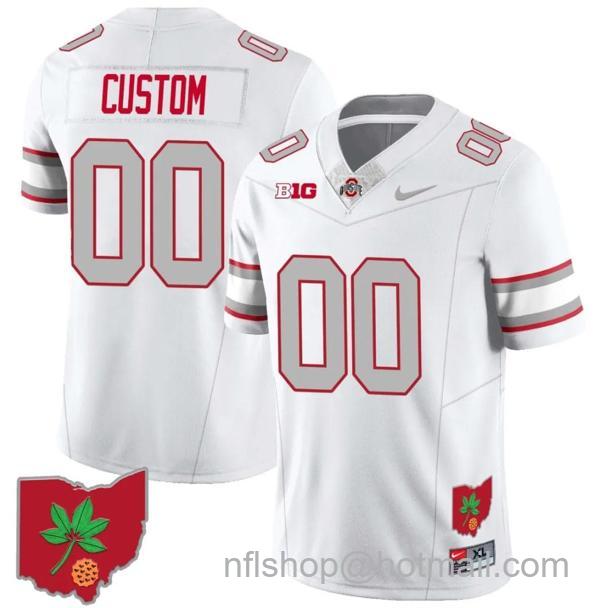 Nike Men's Custom Ohio State Buckeyes Jersey Name and Number Football Stitched Ohio Map Style 1 White