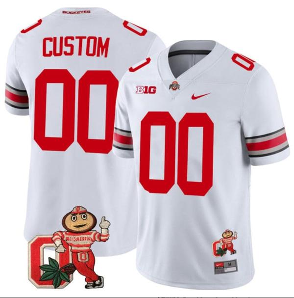 Nike Men's Custom Ohio State Buckeyes Jersey Name and Number Mascot Patch College Football White