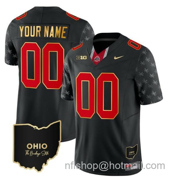 Nike Men's Custom Ohio State Buckeyes Jersey Name and Number College Football Stitched Alternate Black Gold Trim