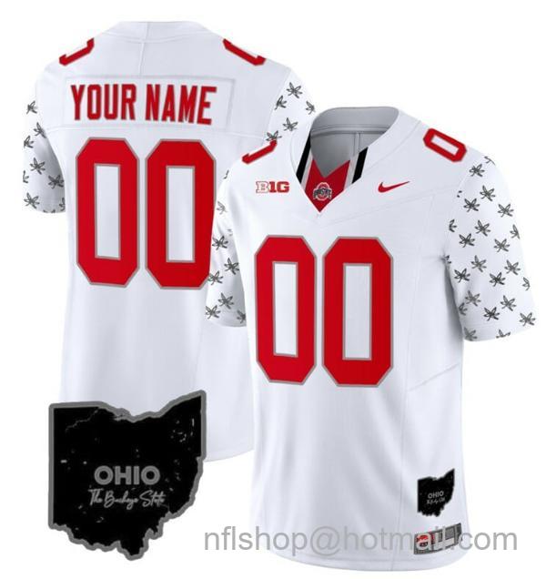 Nike Men's Custom Ohio State Buckeyes Jersey Name and Number College Football Stitched Alternate White Limited