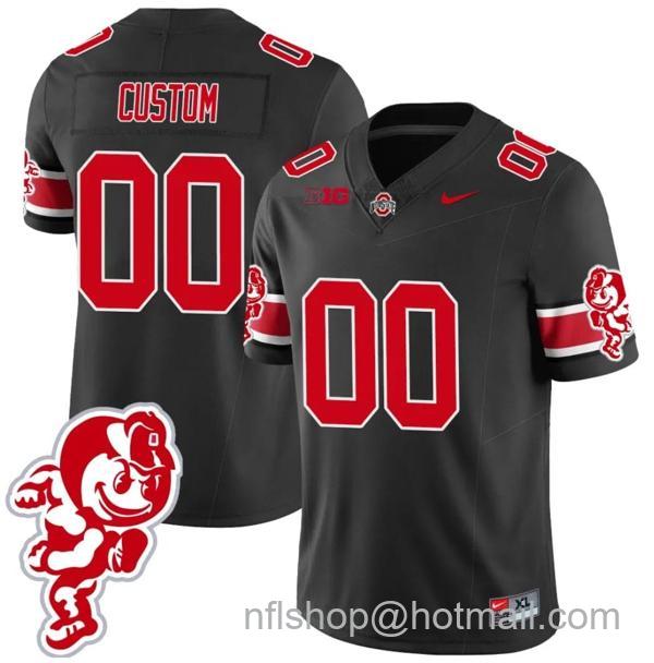 Nike Men's Custom Ohio State Buckeyes Jersey Name and Number Football Stitched Brutus Buckeye Patch Style 1 Black