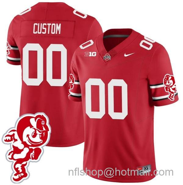 Nike Men's Custom Ohio State Buckeyes Jersey Name and Number Football Stitched Brutus Buckeye Patch Style 1 Scarlet