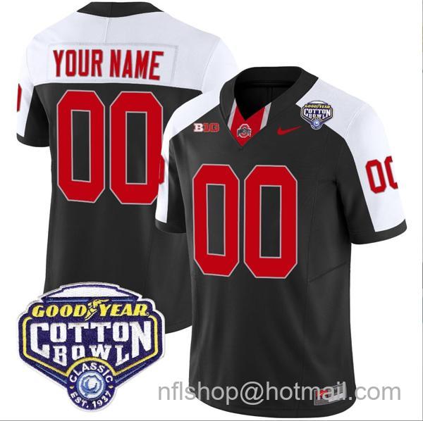 Nike Men's Custom Ohio State Buckeyes Jersey Name and Number Cotton Bowl Patch Vapor Football Black Alternate