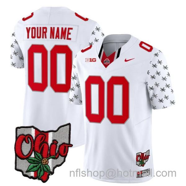 Nike Men's Custom Ohio State Buckeyes Jersey Name and Number College Football 2023 Stitched Alternate White Limited