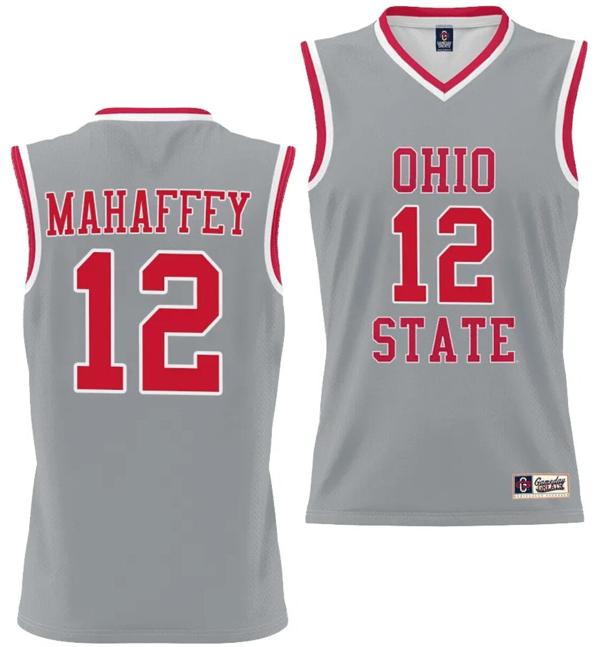 GameDay Greats Men's Evan Mahaffey Jersey #12 Ohio State Buckeyes College Basketball Lightweight Gray