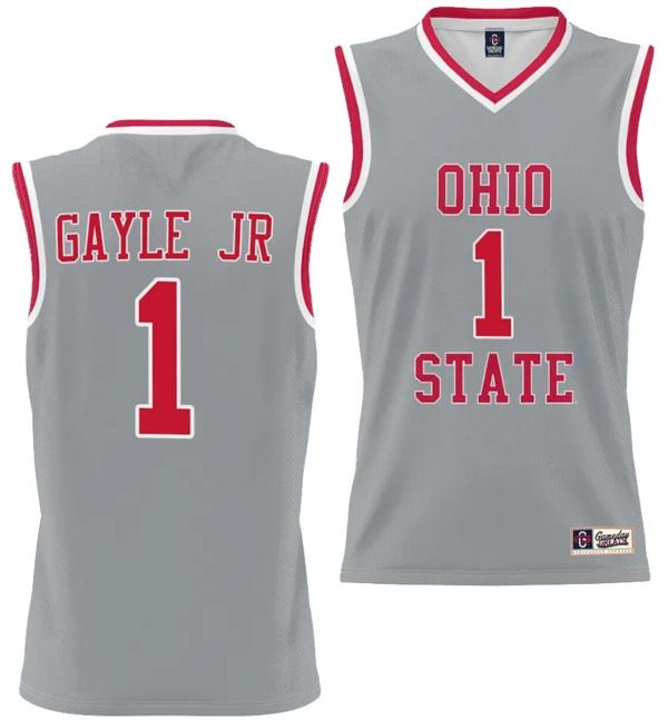 GameDay Greats Men's Roddy Gayle Jr Jersey #1 Ohio State Buckeyes College Basketball Lightweight Gray