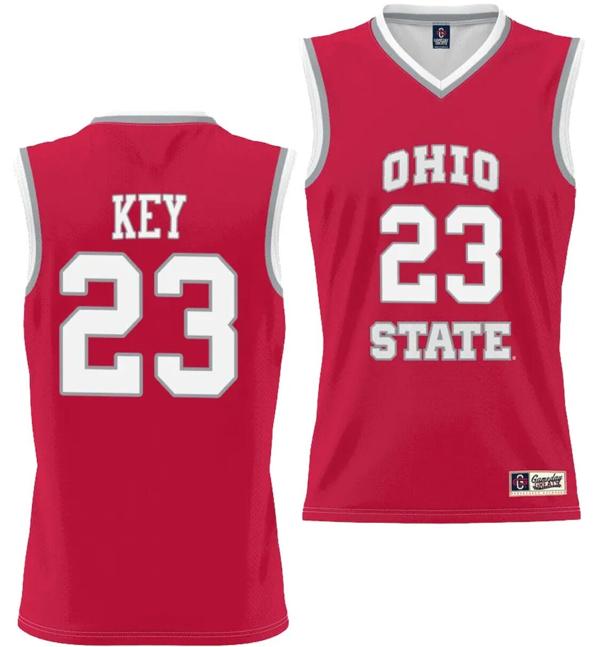 GameDay Greats Men's Zed Key Jersey #23 Ohio State Buckeyes College Basketball Lightweight Scarlet