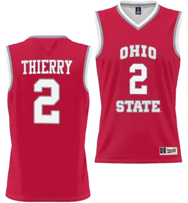 GameDay Greats Men's Taylor Thierry Jersey #2 Ohio State Buckeyes College Basketball Lightweight Scarlet