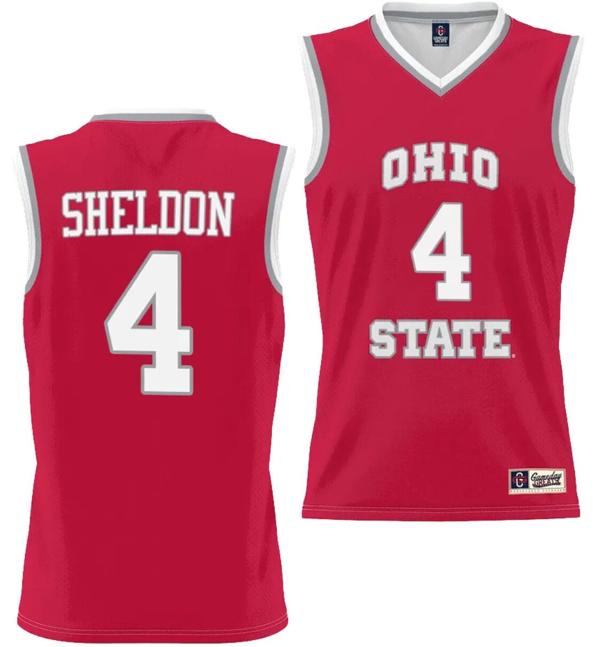 GameDay Greats Men's Jacy Sheldon Jersey #4 Ohio State Buckeyes College Basketball Lightweight Scarlet