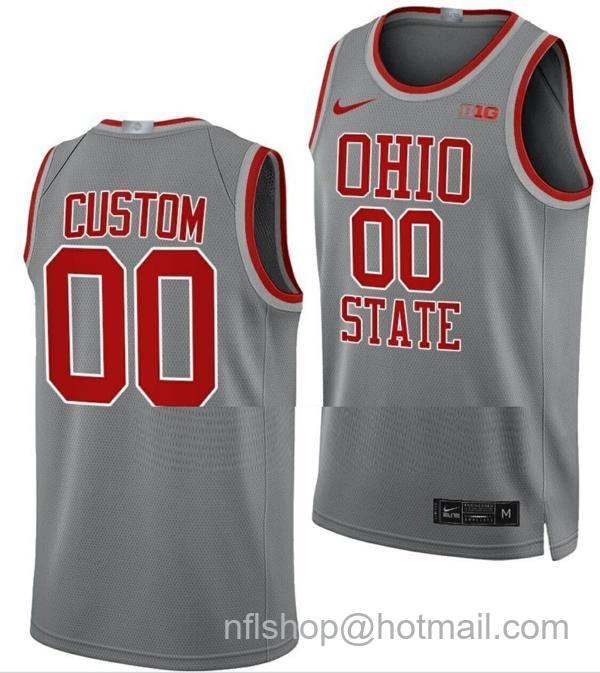 Nike Men's Custom Ohio State Buckeyes Jersey Name and Number College Basketball Gray