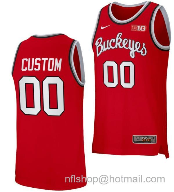 Nike Men's Custom Ohio State Buckeyes Jersey Name and Number College Basketball Red Retro